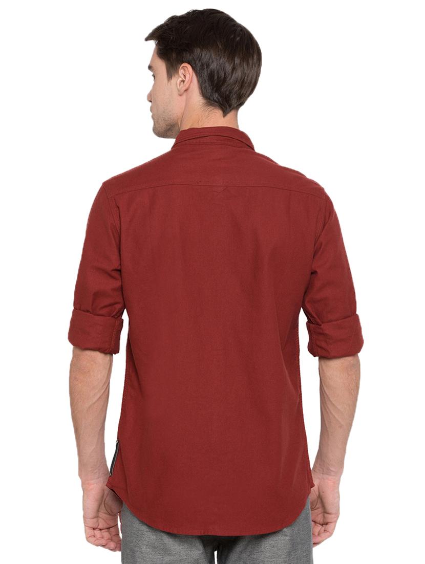 maroon solid casual shirt - 15773046 - Standard Image - 2