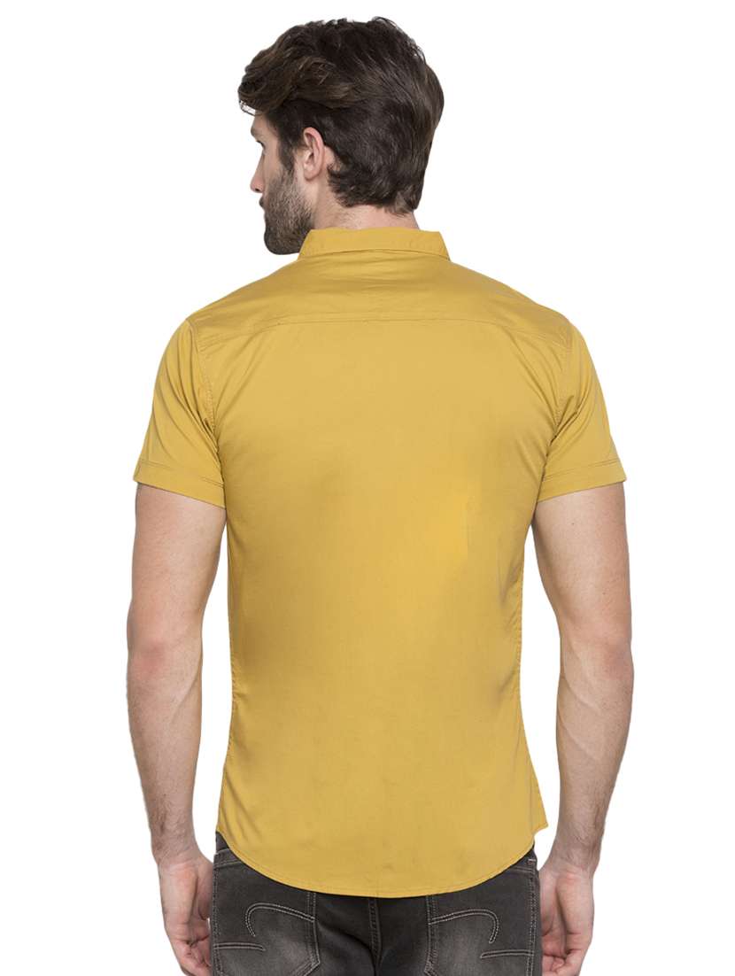 yellow solid casual shirt - 15773060 - Standard Image - 2