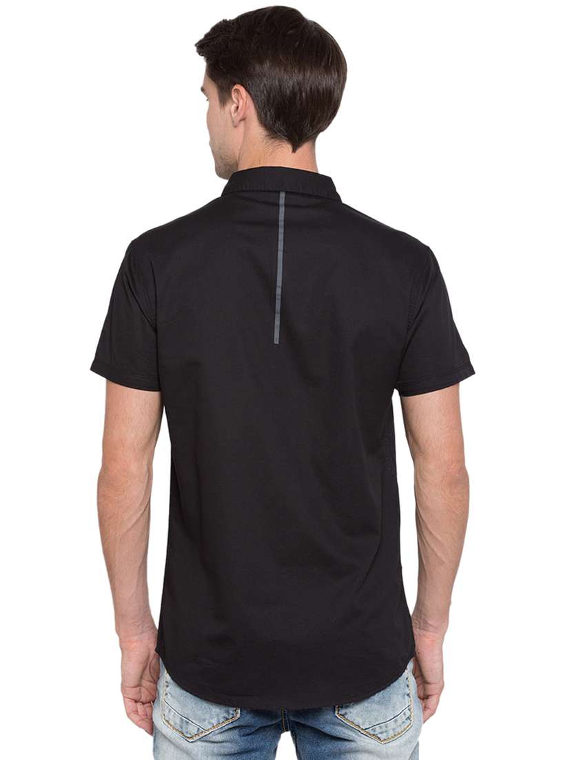 black solid casual shirt - 15773063 -  Standard Image - 2