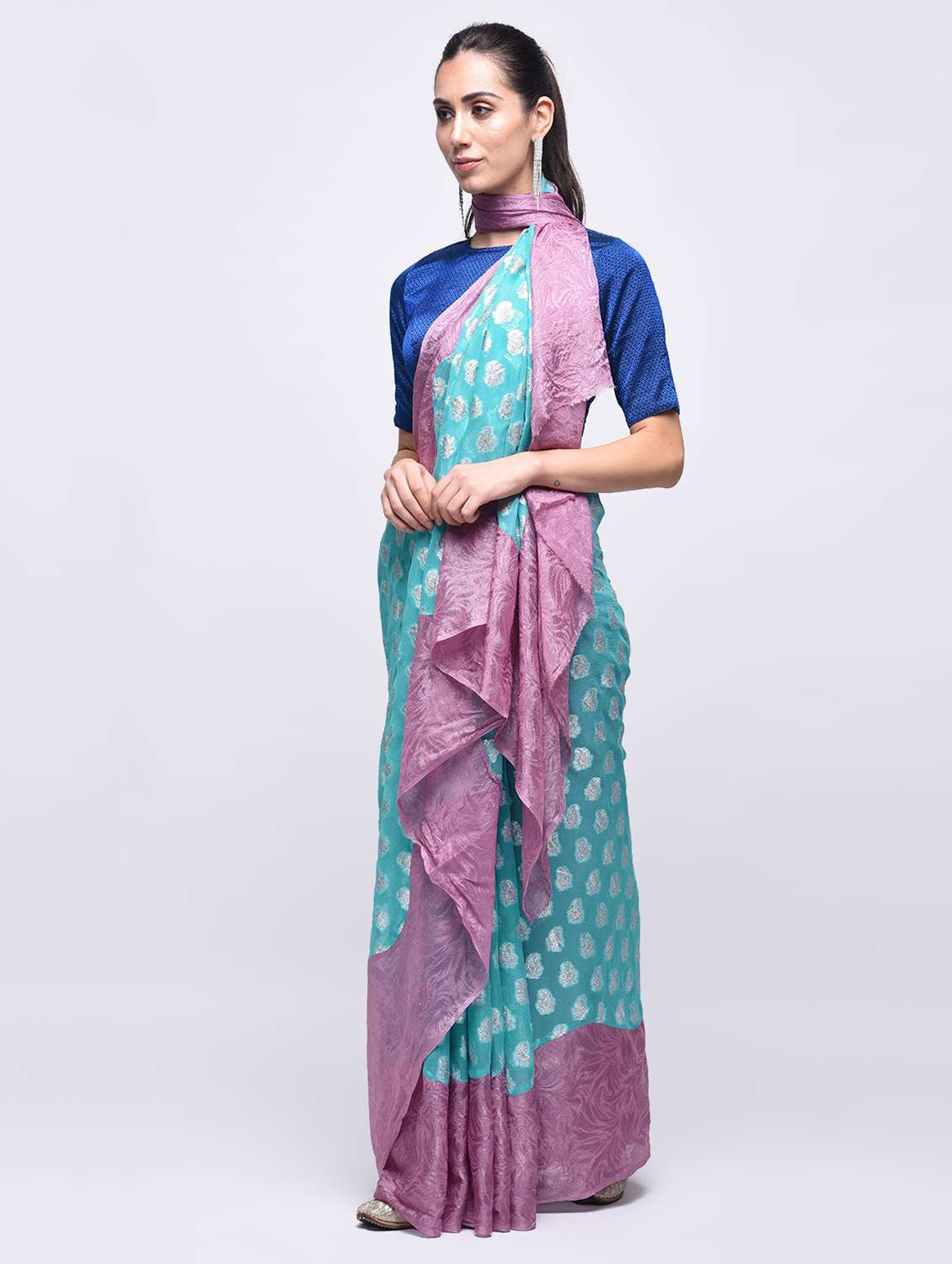 self design saree with blouse