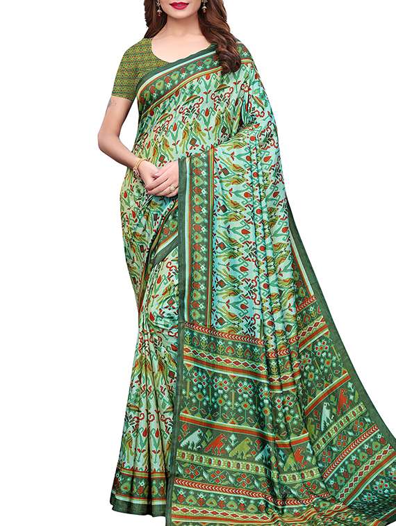 dhakai silk printed saree with blouse