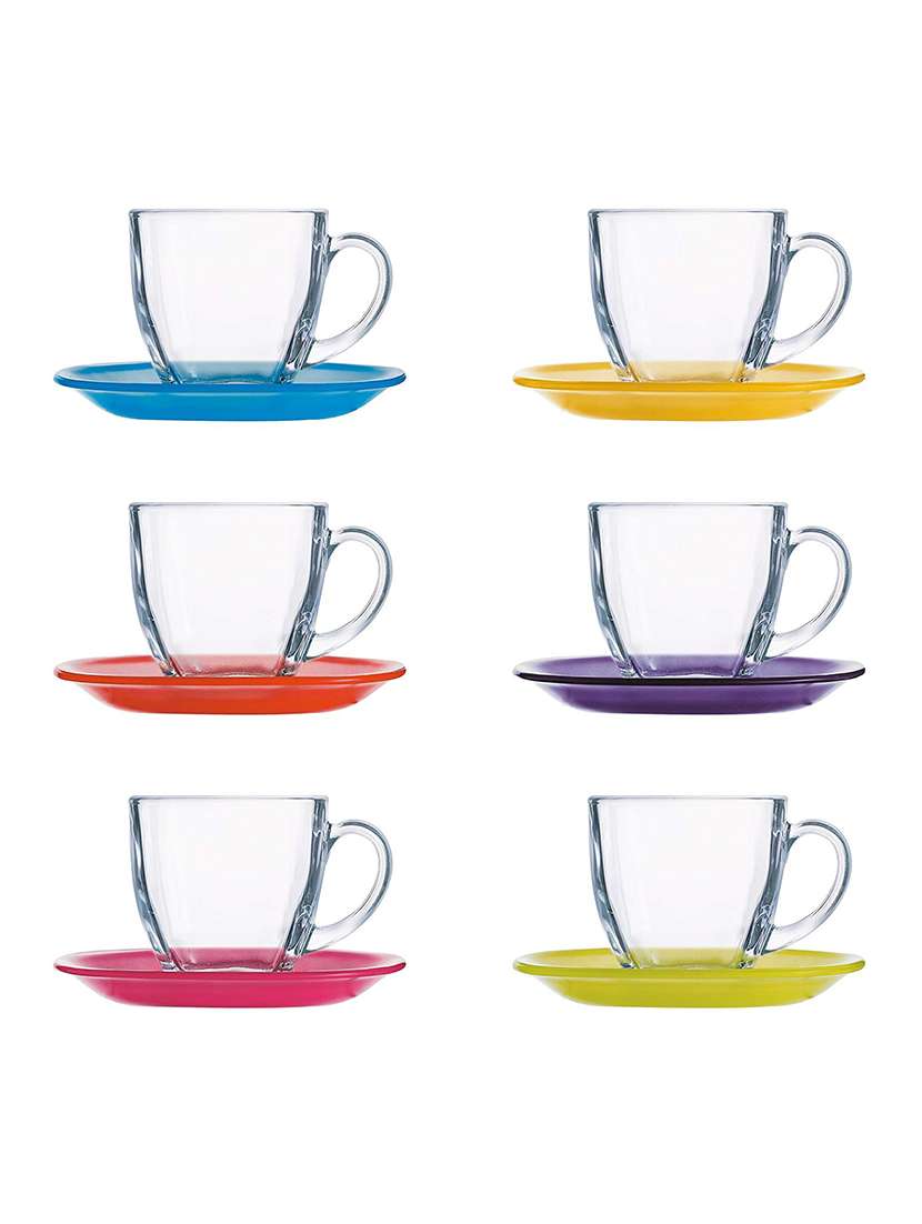 carina rainbow cup and saucer set, 12-pieces