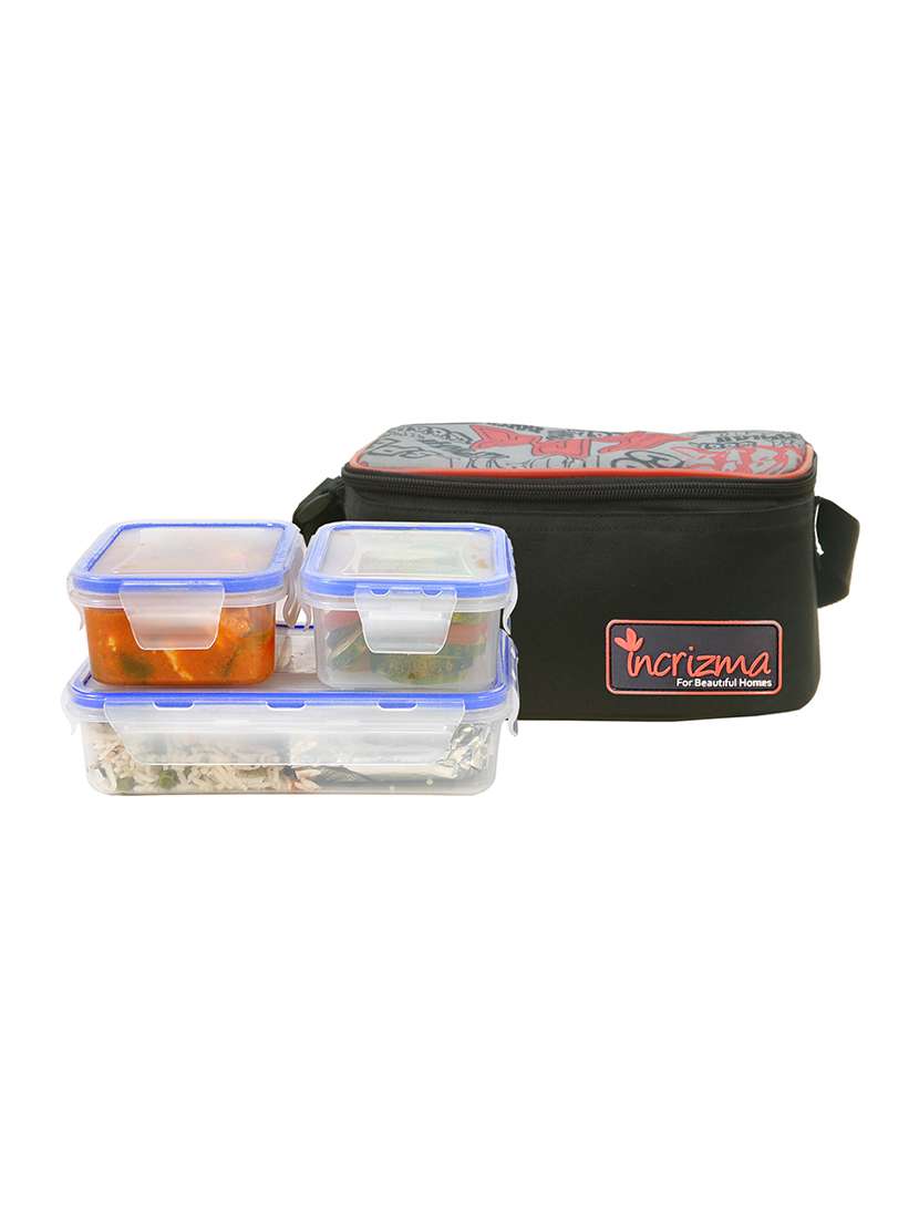 incrizma plastic yummy deluxe lunch box set, 3-pieces