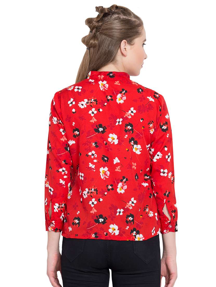 floral mandarin collar top - 15780059 - Standard Image - 2