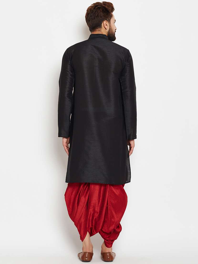 black silk blend dhoti kurta set - 15781702 - Standard Image - 2