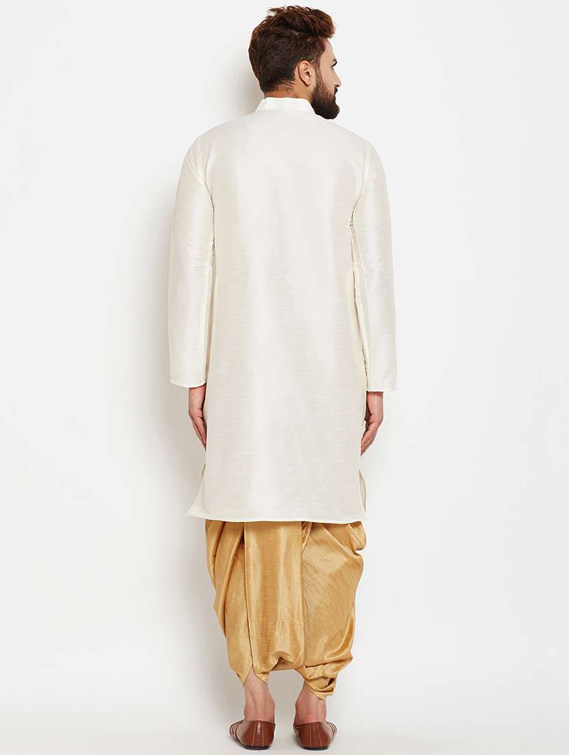 cream silk blend dhoti kurta set - 15781708 -  Standard Image - 2