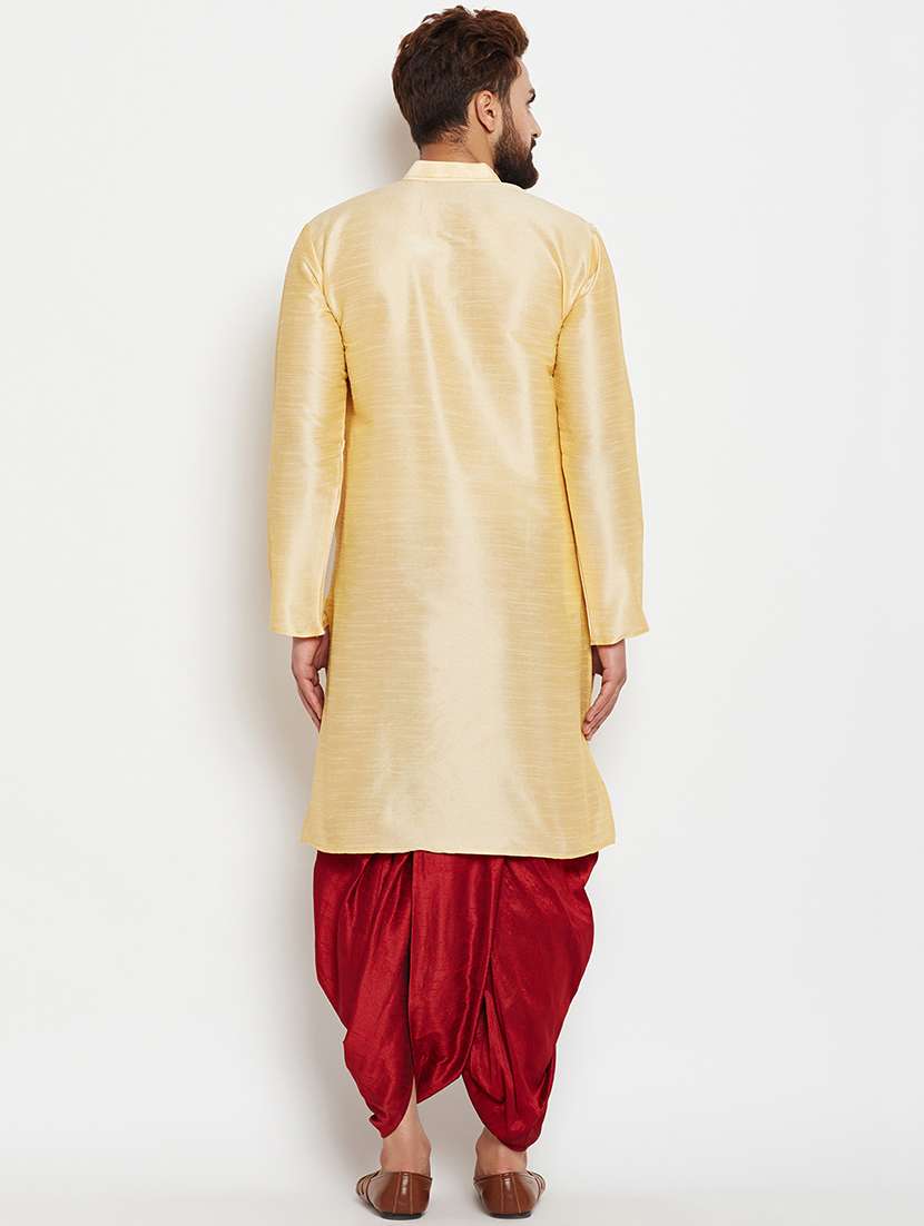 beige silk blend dhoti kurta set - 15781711 - Standard Image - 2
