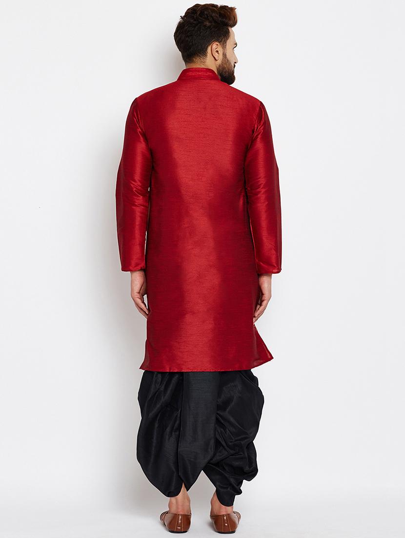 red silk blend dhoti kurta set - 15781713 - Standard Image - 2