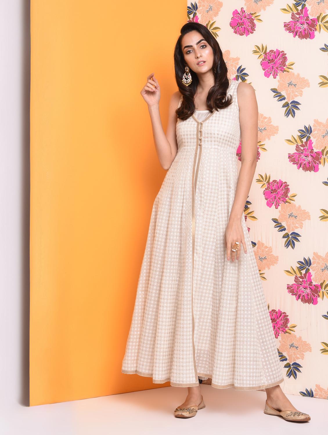 layered chanderi kurta - 15783120 - Standard Image - 2