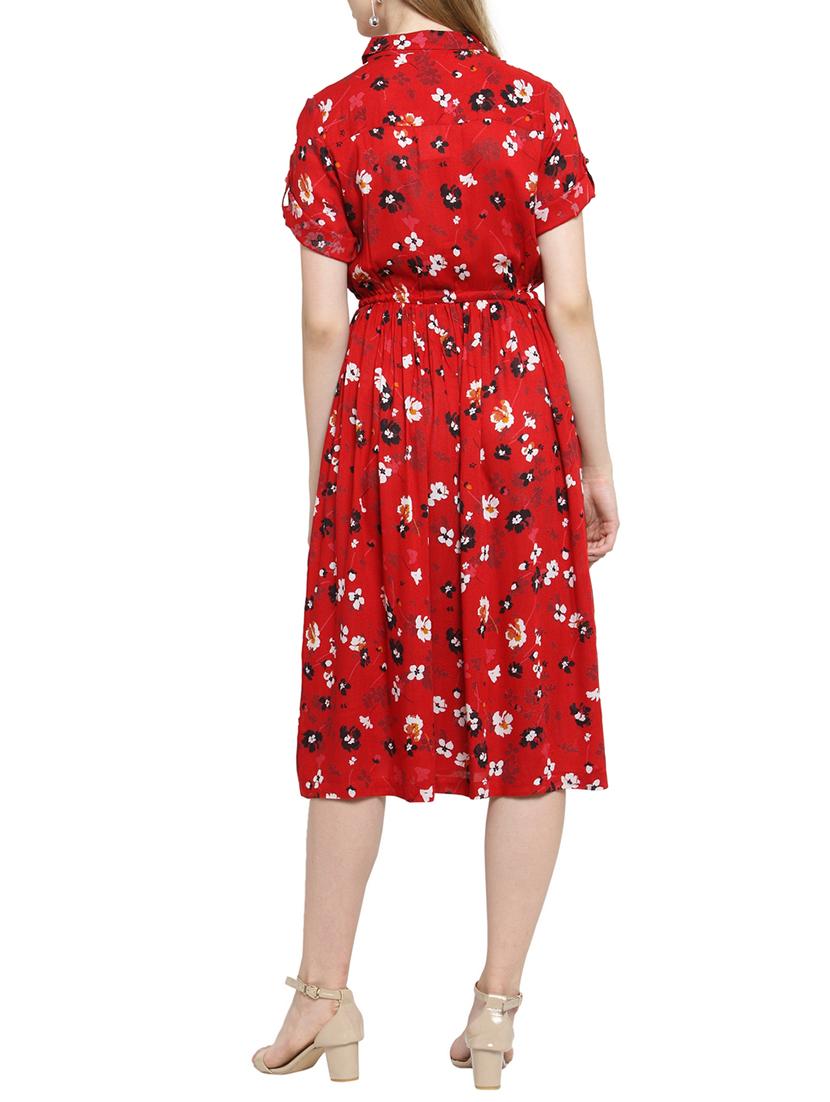 drawstring waist floral dress - 15784852 - Standard Image - 2