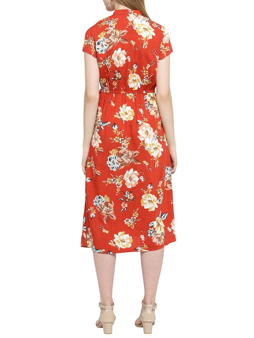 tie up detail floral a-line dress - 15784854 - Standard Image - 2