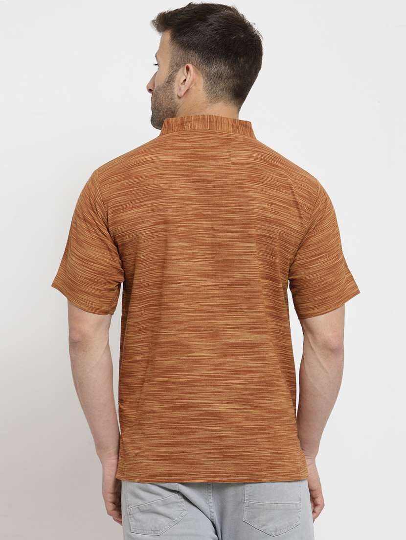 brown cotton short kurta - 15785171 - Standard Image - 2