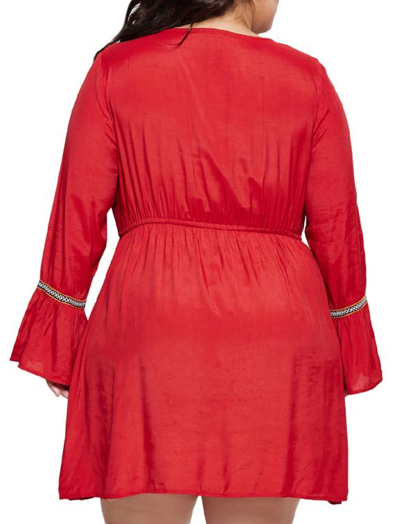 lace detail tie up neck plus dress - 15788897 - Standard Image - 2