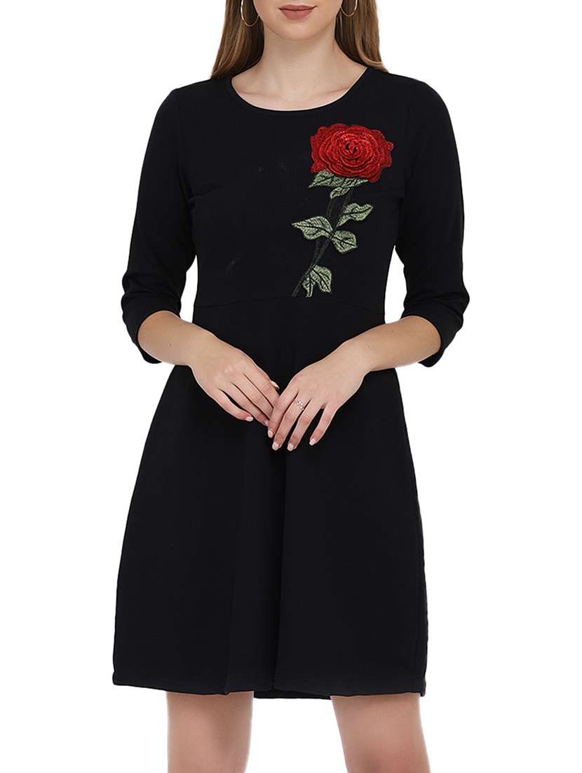 floral embroidered skater dress