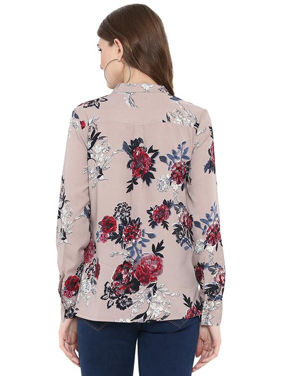 floral band collar shirt - 15791734 - Standard Image - 2