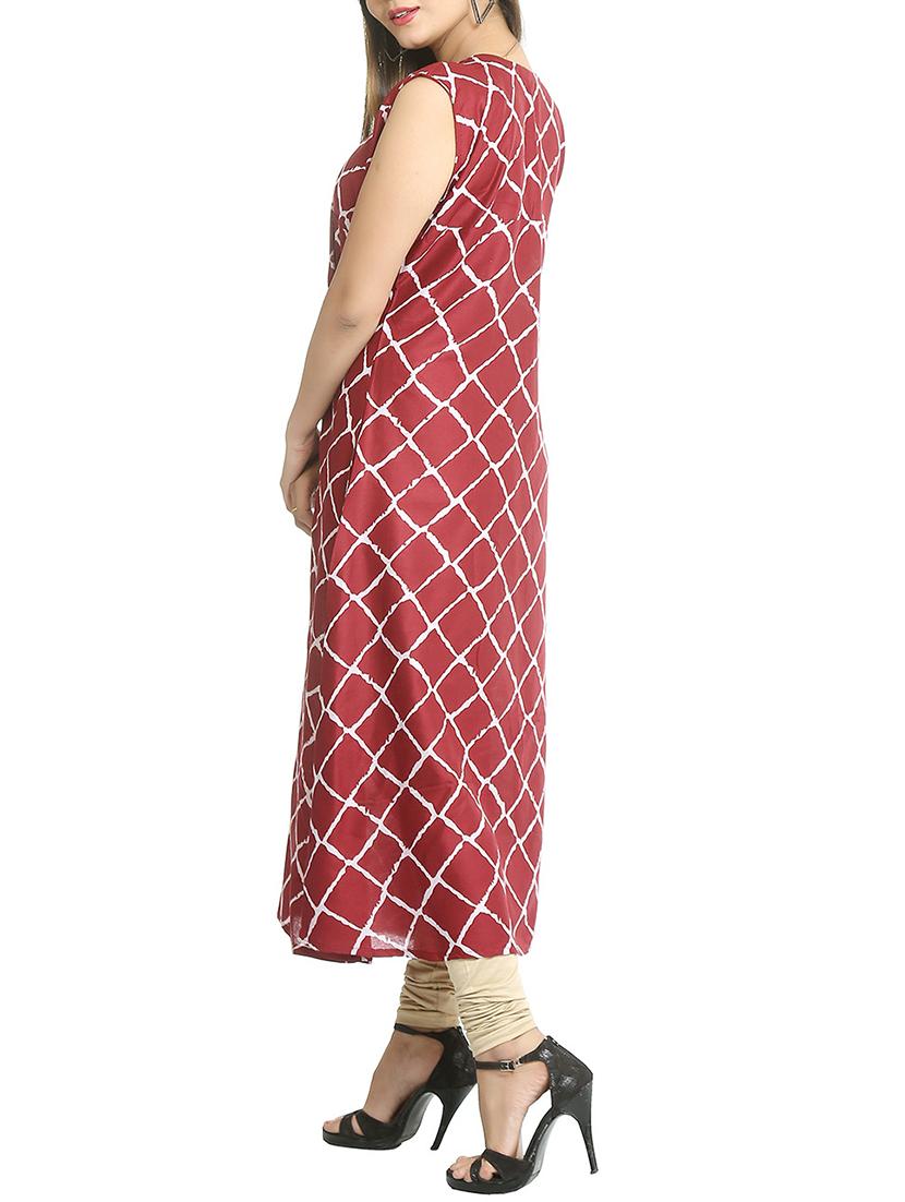 checkered a-line kurta - 15791949 - Standard Image - 2