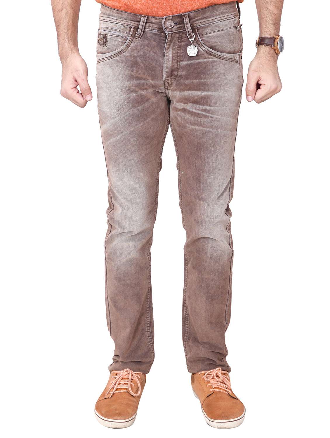brown denim  washed jeans