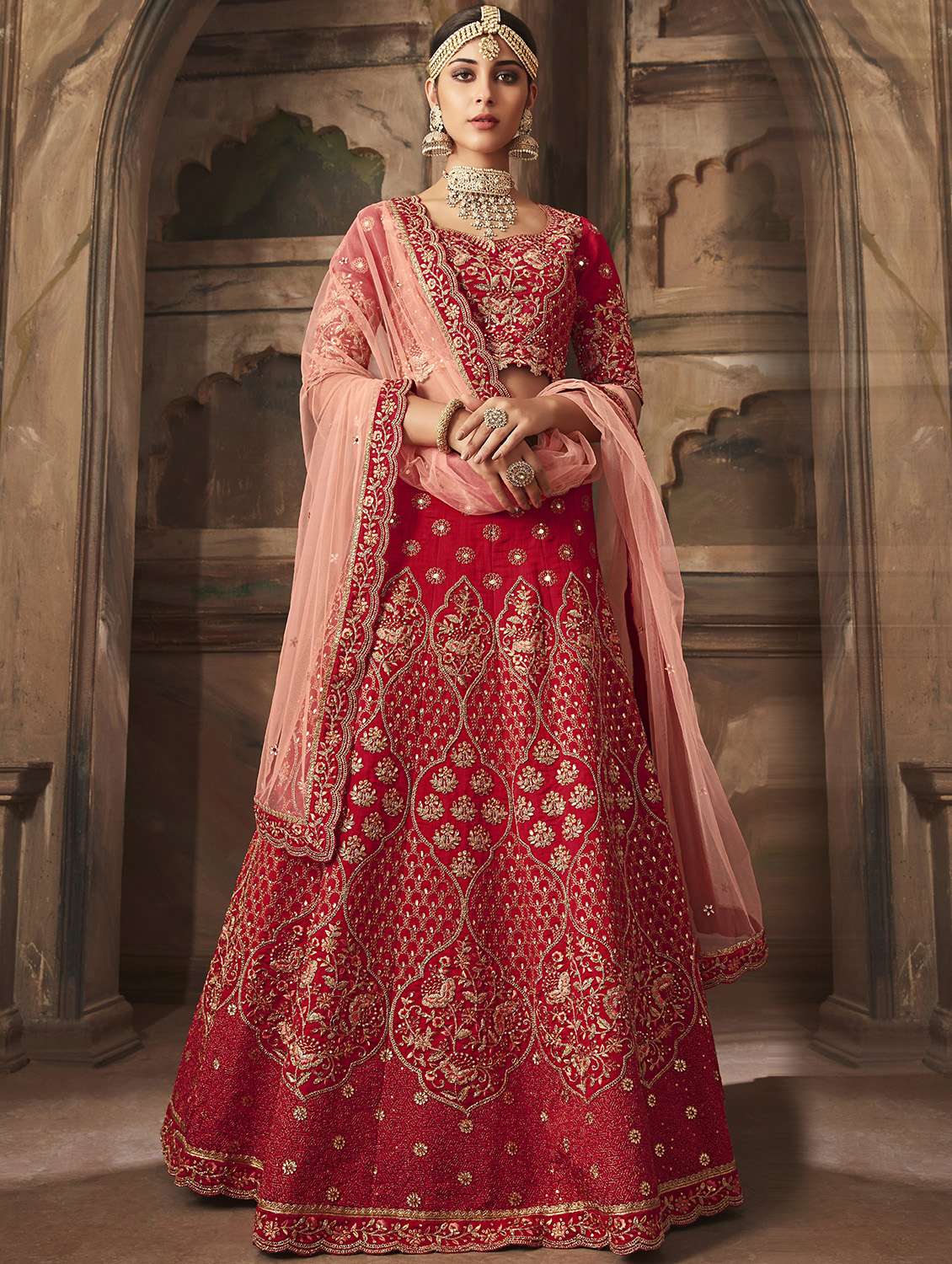 embroidered flared lehenga