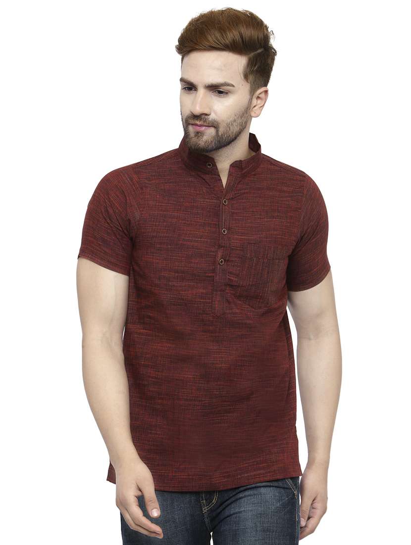 brown cotton short kurta