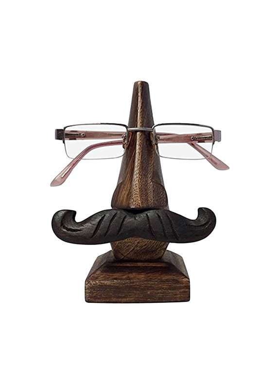 desi karigar handmade wooden nose shaped spectacle holder
