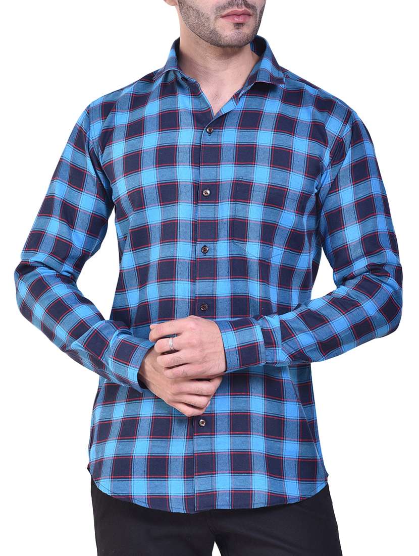 blue checkered casual shirt