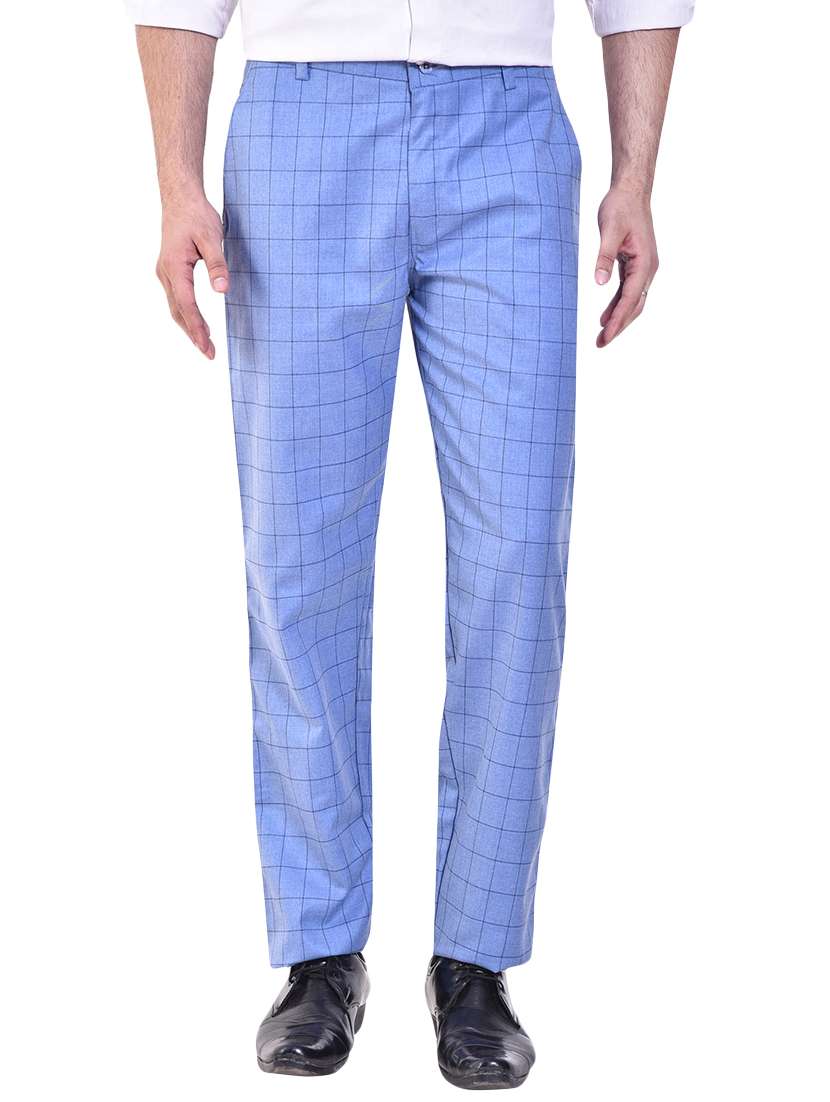 light blue terry rayon flat front casual trouser
