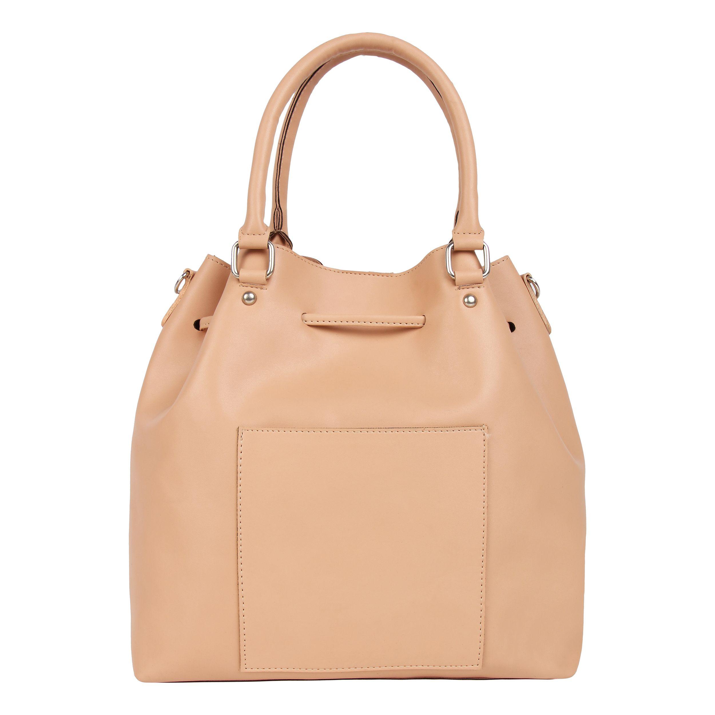 beige leatherette (pu) combo handbag - 15797839 - Standard Image - 2