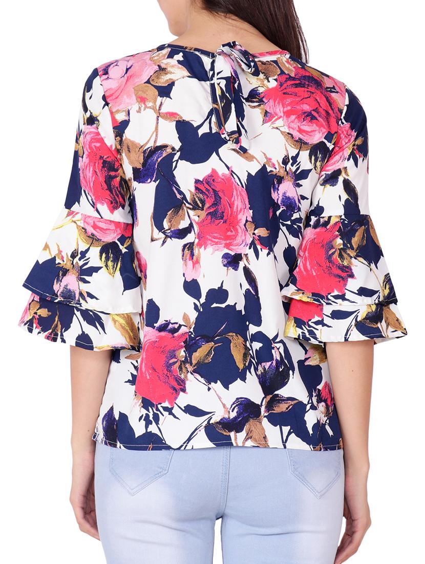 layered bell sleeved floral top - 15797863 - Standard Image - 2