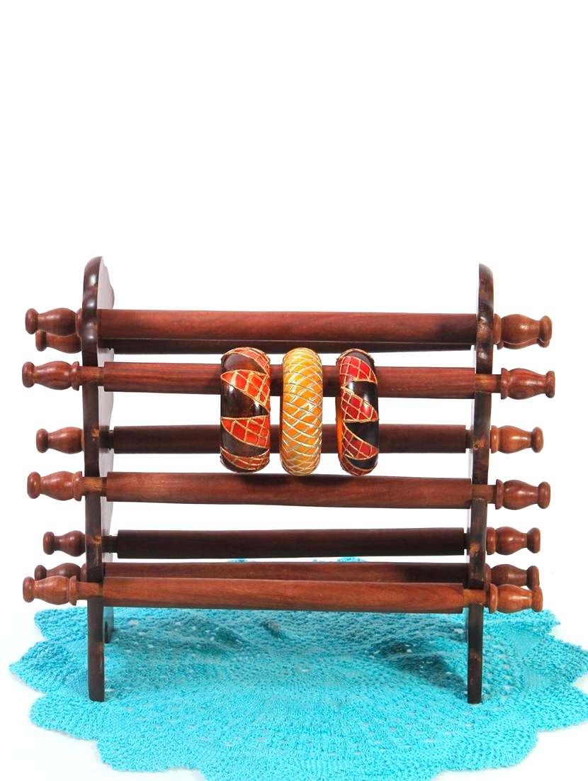 wooden bangle stand (brown, 6 rod))