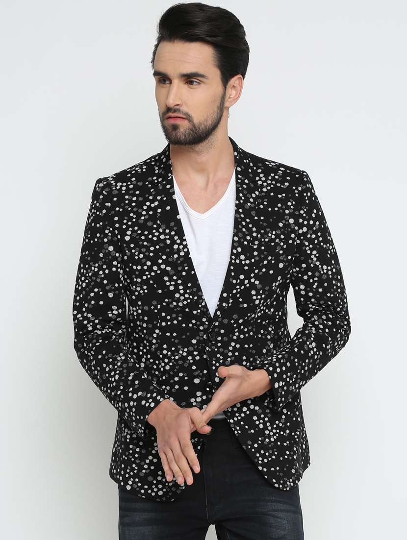 black cotton single breasted casual blazer