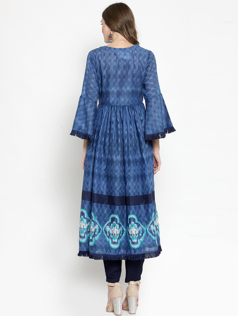 flared bell sleeves kurta - 15799811 - Standard Image - 2