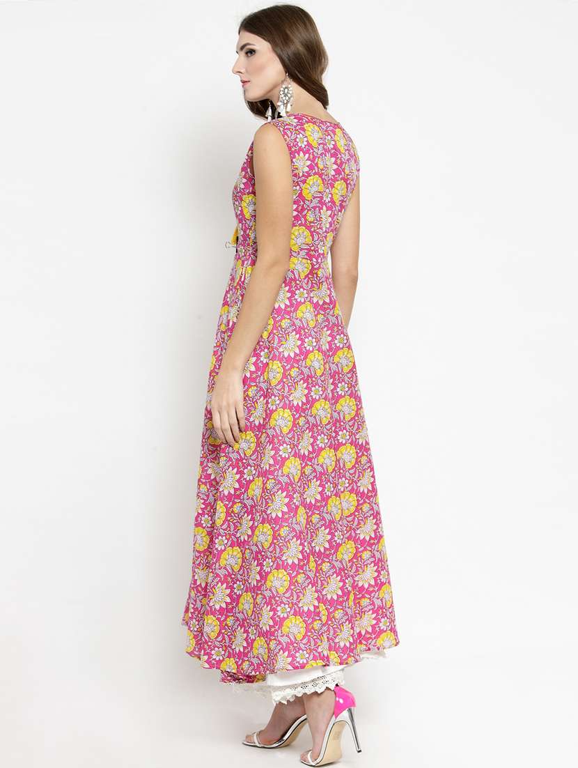 floral flared kurta with skirt set - 15799857 -  Standard Image - 2