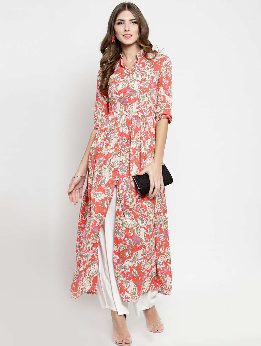 high slit printed kurta