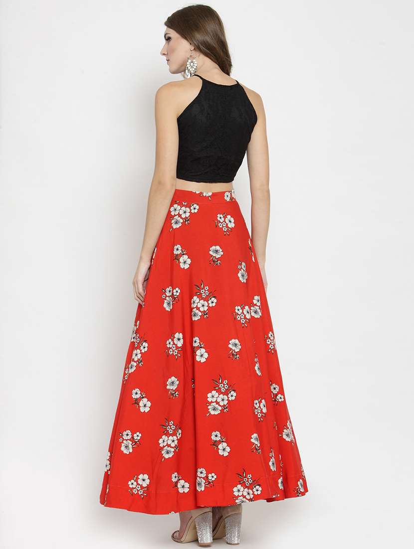 lace crop top and floral skirt set - 15800877 -  Standard Image - 2