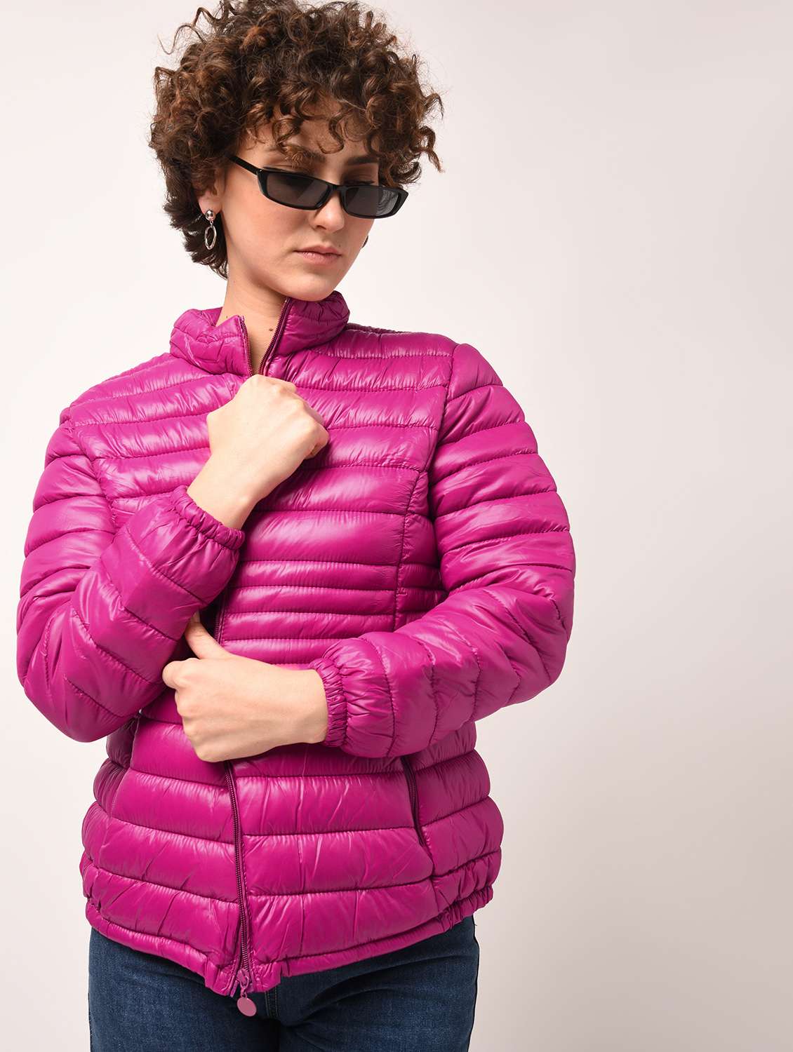 fuchsia puffer jacket