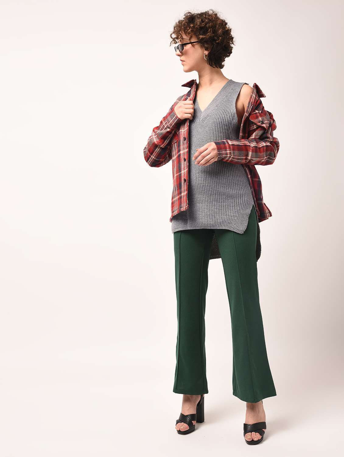 side slit ribbed edge asymmetric pullover