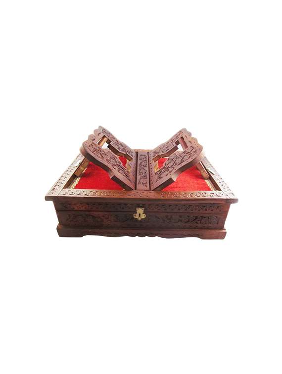 desi karigar beautifully hand carved foldable holy book stand and box - 15802456 - Zoom Image - 0