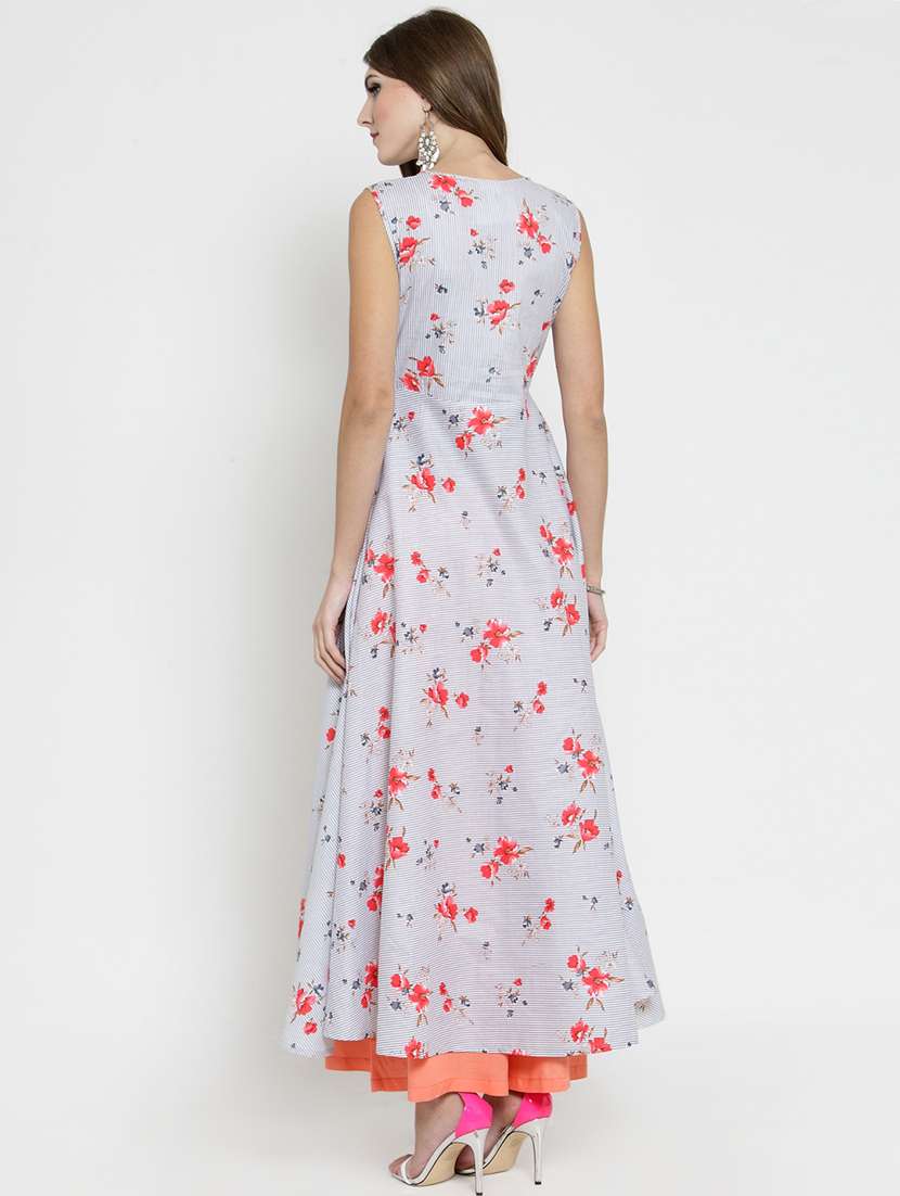 floral flared kurta with palazzo set - 15802792 -  Standard Image - 2