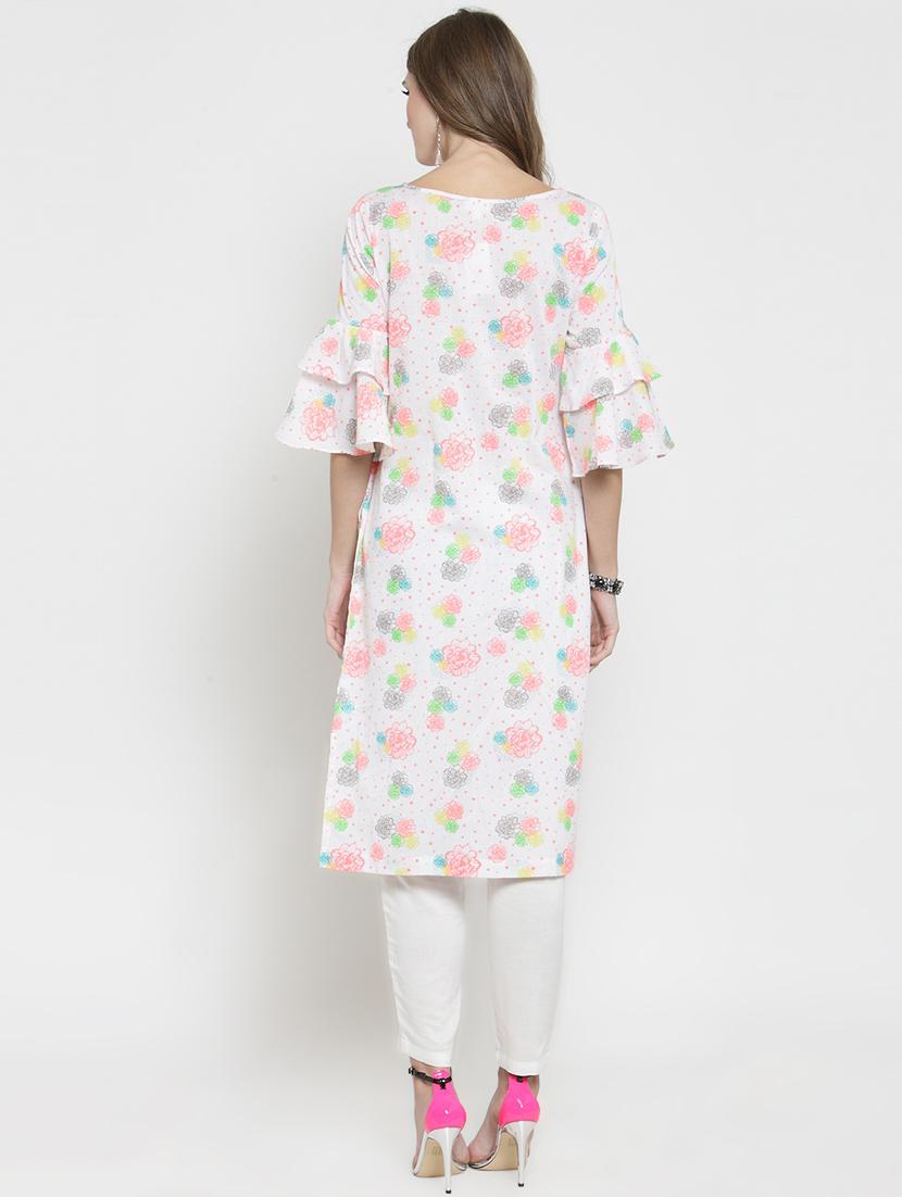 floral layered kurta with pant set - 15802798 - Standard Image - 2