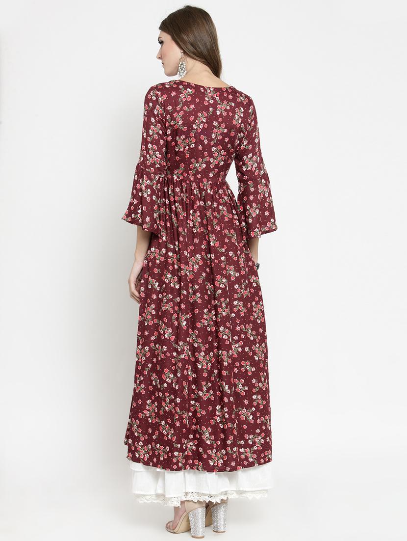 floral printed flared kurta - 15802810 - Standard Image - 2