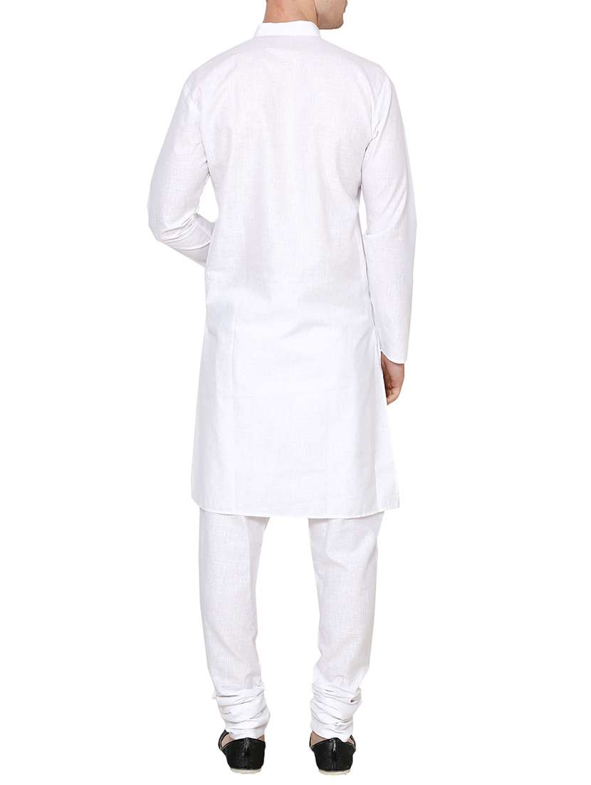 white cotton long kurta - 15803120 - Standard Image - 2