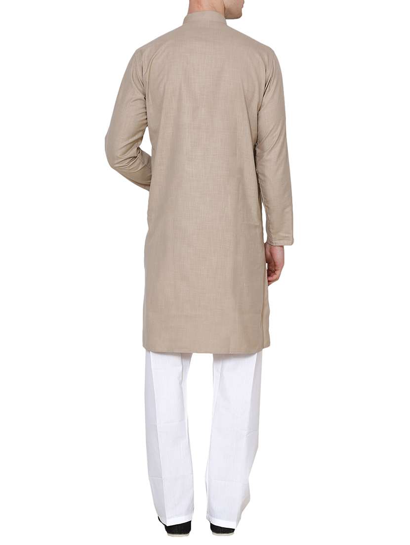 brown cotton long kurta - 15803122 - Standard Image - 2
