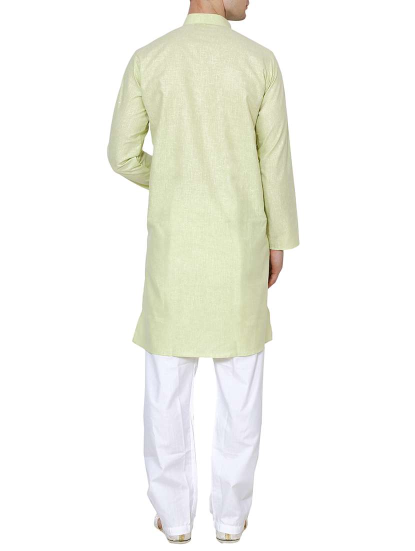 green cotton long kurta - 15803123 - Standard Image - 2