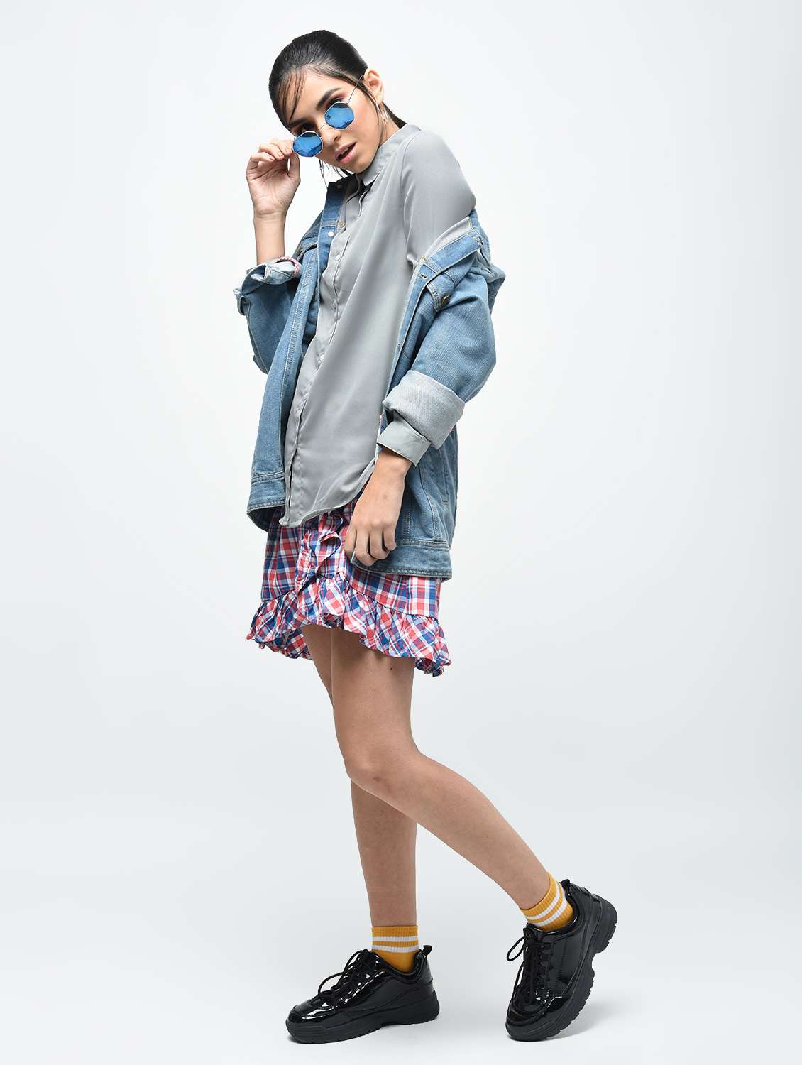 back pleat roll up sleeved shirt