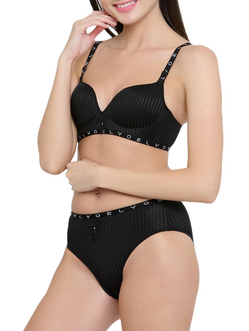striped bra and panty set