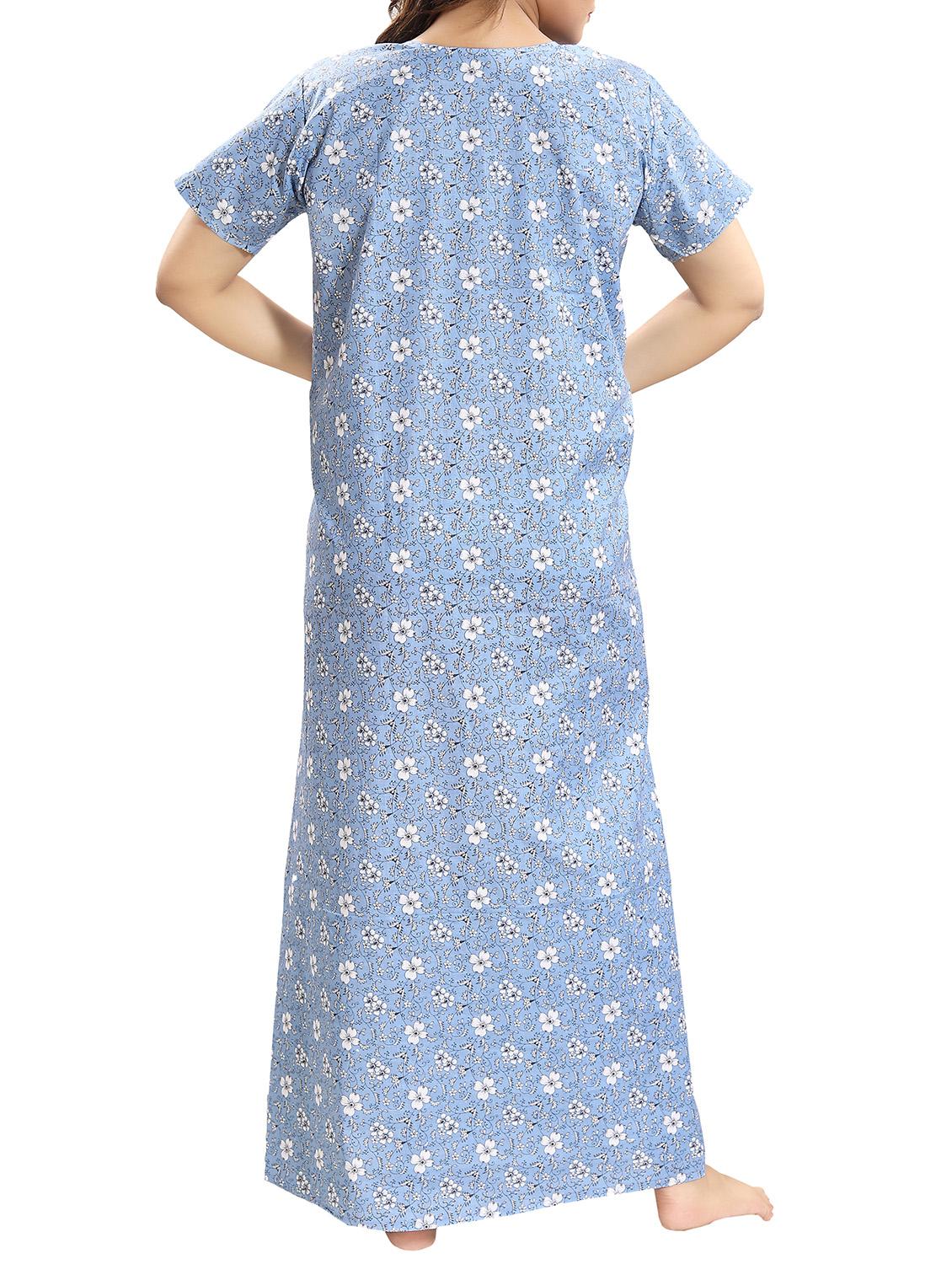 zipper detail floral nightwear gown - 15807892 - Standard Image - 2