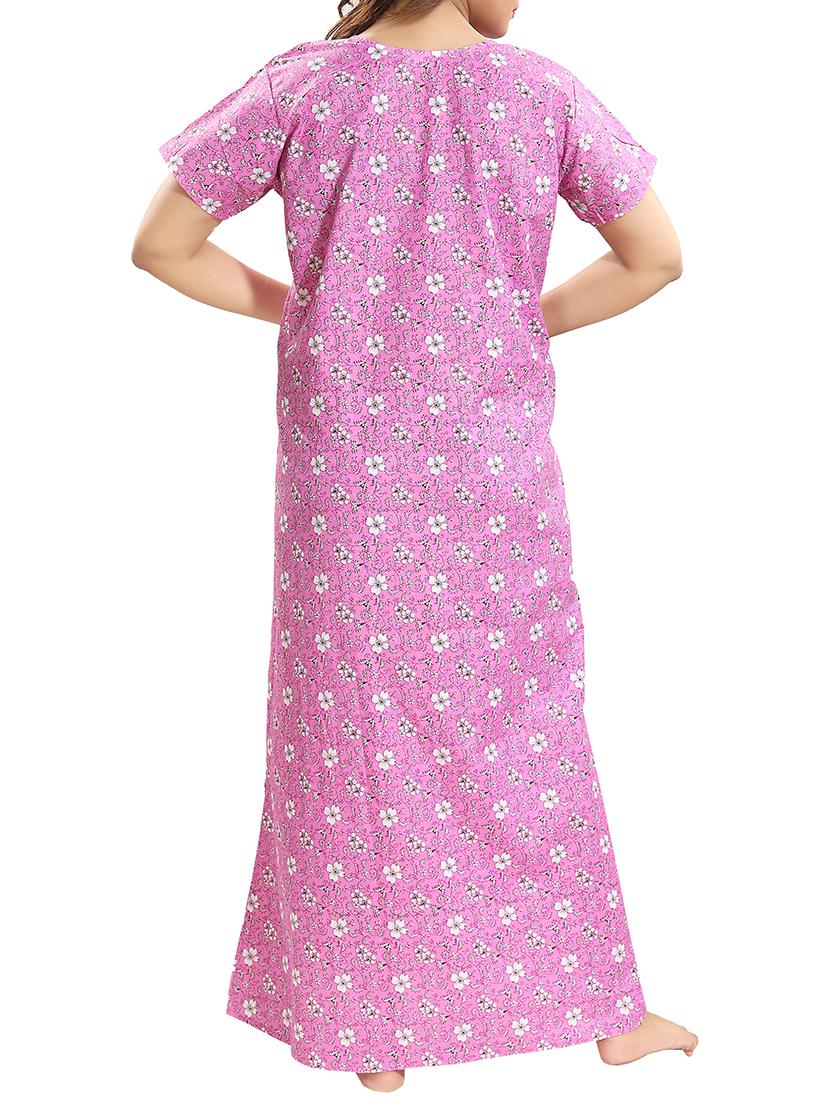 zipper detail floral nightwear gown - 15807894 - Standard Image - 2