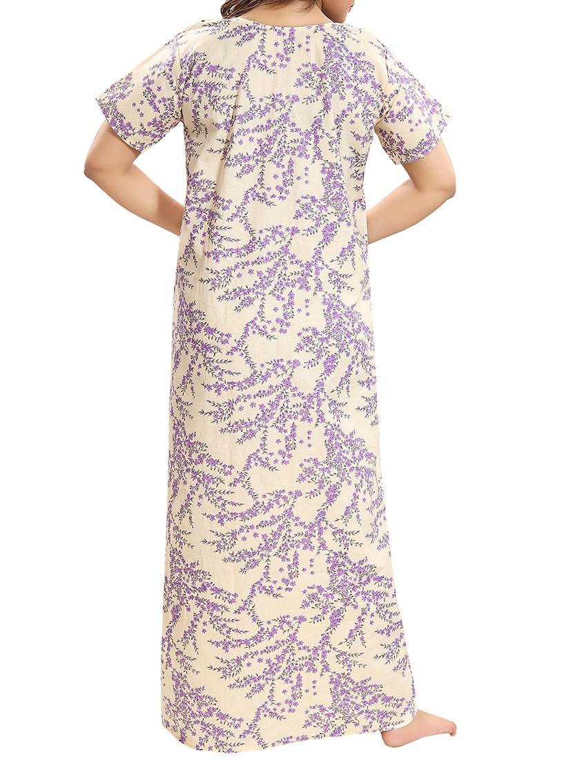 zipper detail floral nightwear gown - 15807899 - Standard Image - 2