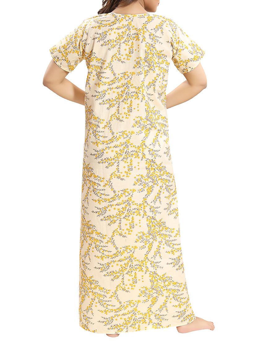 zipper detail floral nightwear gown - 15807901 - Standard Image - 2