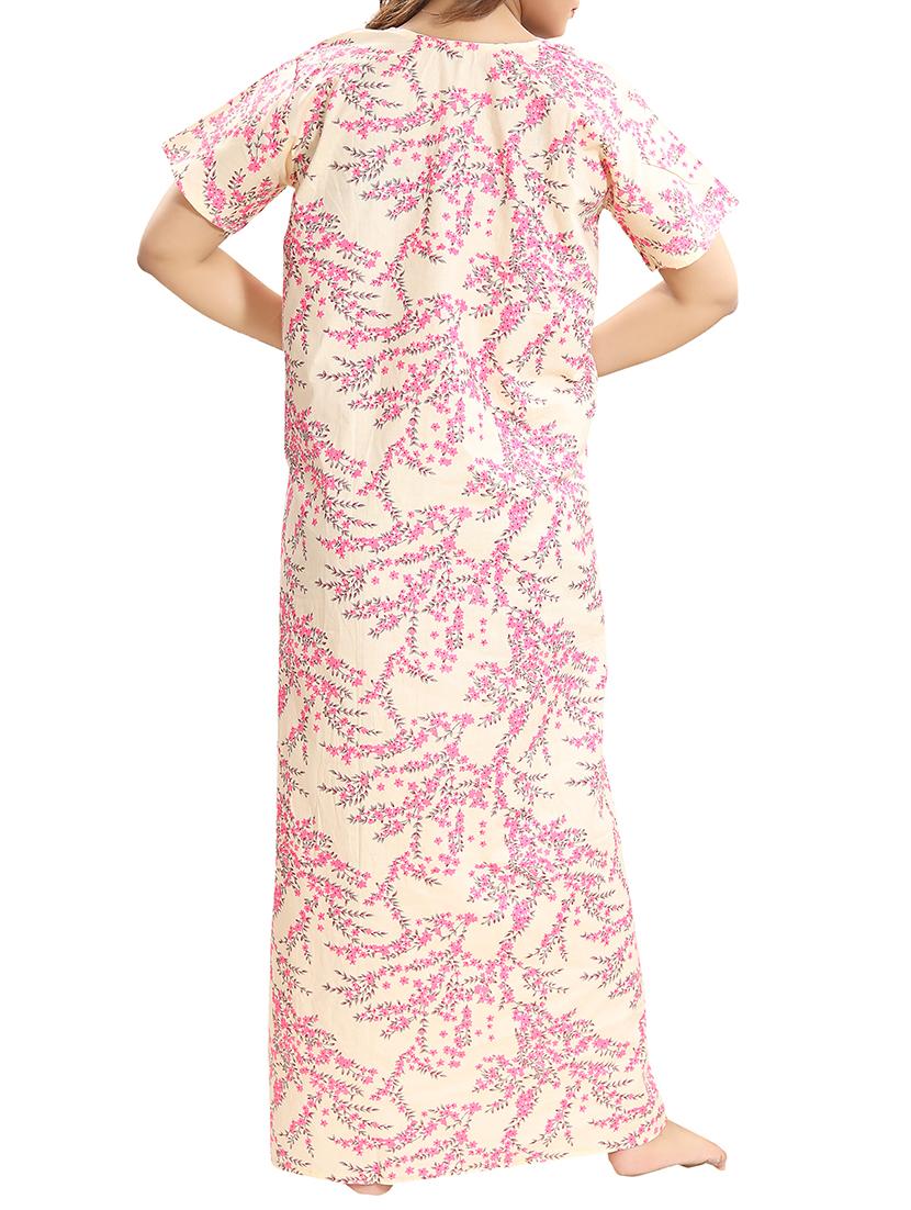 zipper detail floral nightwear gown - 15807902 - Standard Image - 2